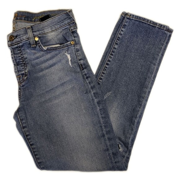 7 for all Mankind Josefina skinny boyfriend distressed button fly jeans 26 - Picture 1 of 11